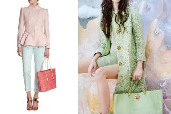 two pastel outfit combinations