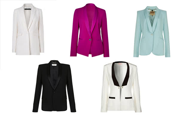 five different tuxedo jackets