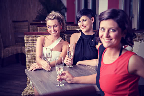 group of young women in the bar