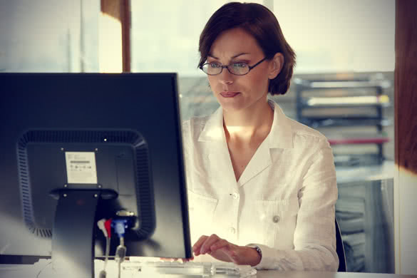 woman searching on computer