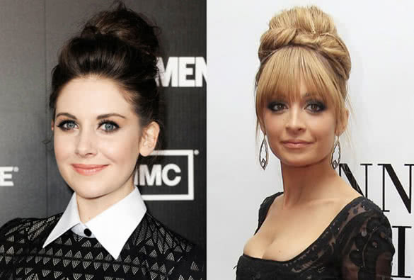 Allsion Brie and Nicole Richie topknot hair