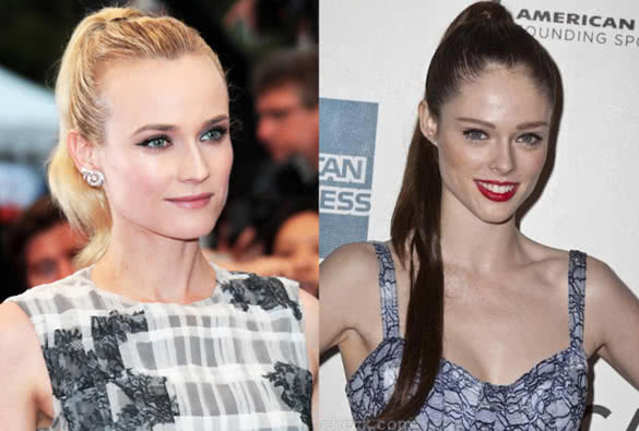 Diane Kruger and Coco Rocha ponytail hair