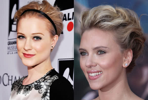 Evan Rachel Wood and Scarlett Johansson updo hair