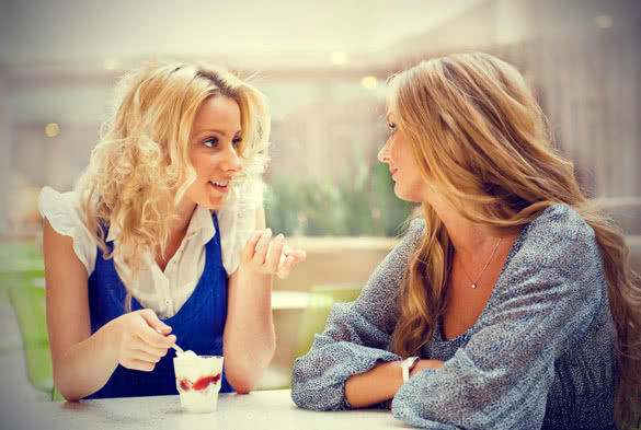 Girlfriends Talk and eating ice cream