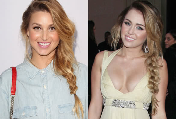 Whitney Port and Miley Cyrus messy side braid hair