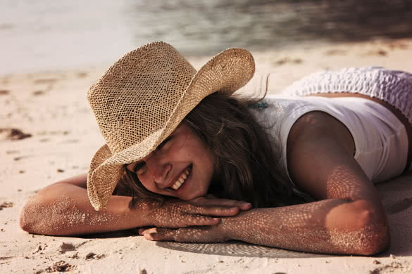 Vintage photo of a Woman on Beach