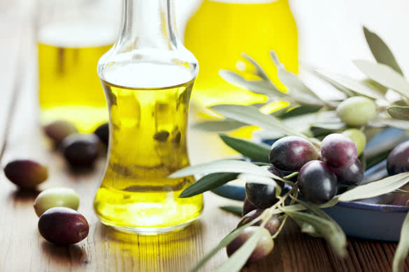 olive oil on wooden table