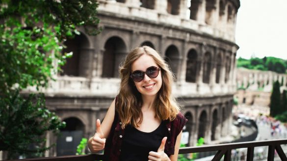 Pretty young tourist traveling in Rome