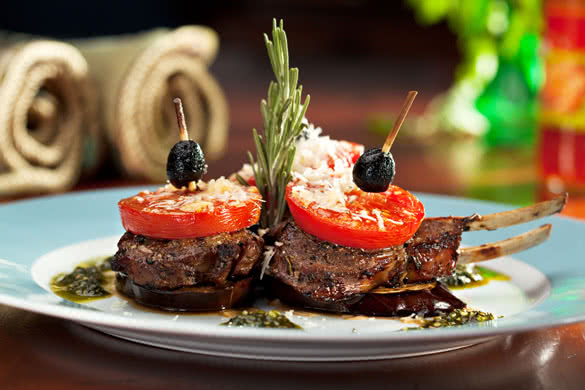 Grilled Rack of Lamb with Tomatoes and Pesto