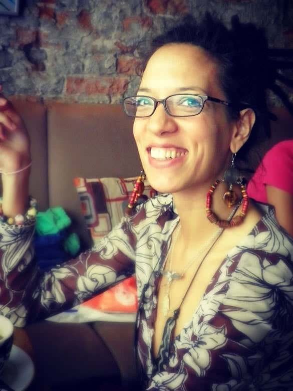 smiling woman wearing glasses