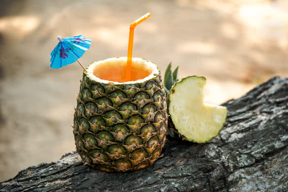 Exotic drink in a pineapple