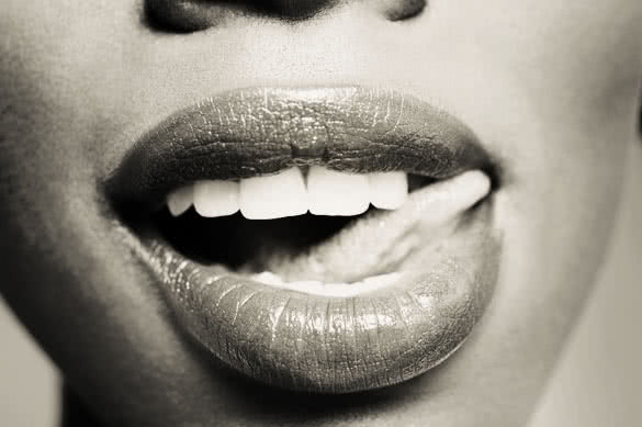 female lips and teeth