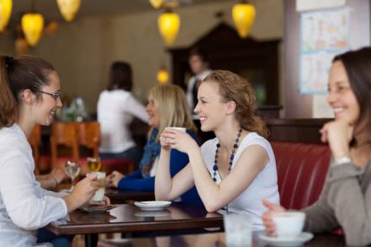 Guests enjoying coffee in a restaurant