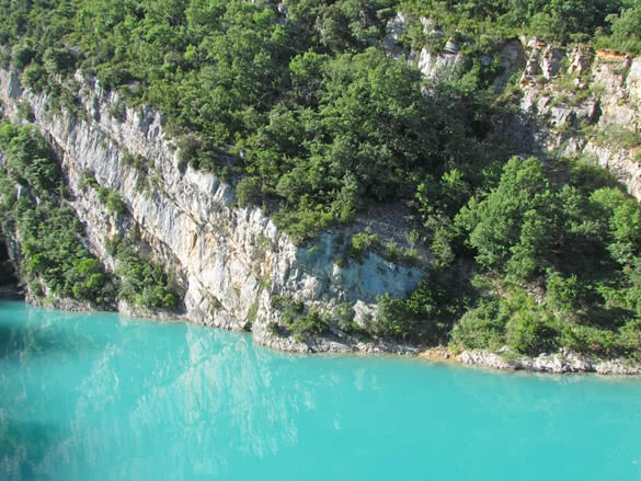 This magnificent turquoise lake was formed by the dam of Ste Croix