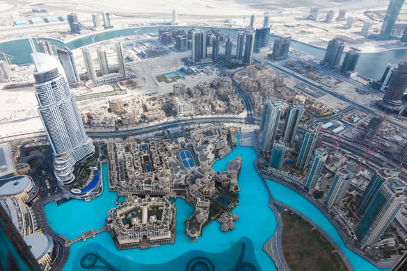 View from the viewing platform in the Burj Khalifa Dubai