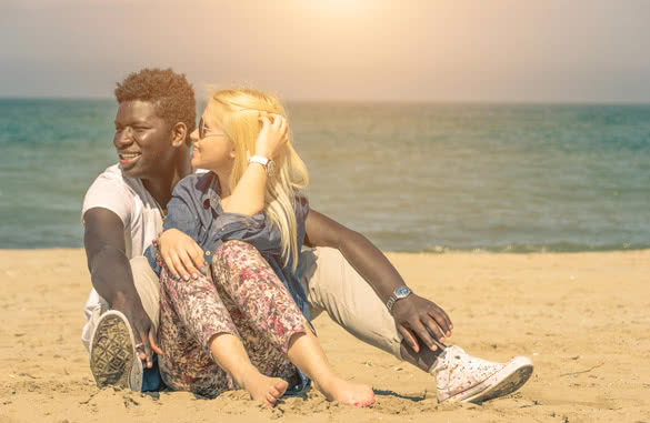 interracial couple in love