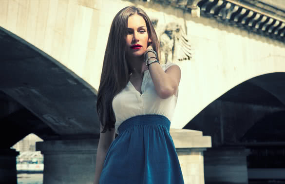 Attractive brunette with sunlight on her face