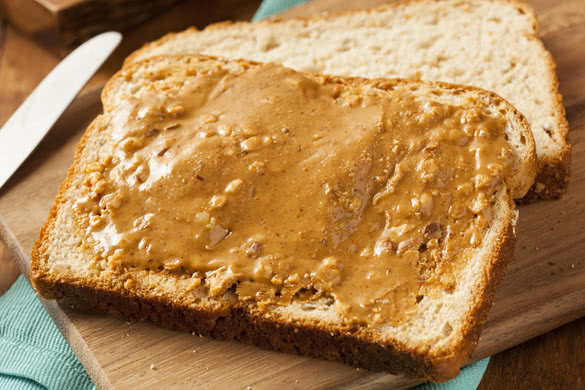 Homemade Chunky Peanut Butter Sandwich on Whole Wheat Bread