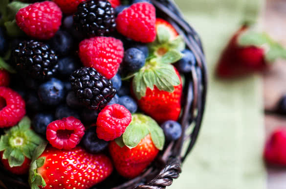 Mix of fresh berries in a basket