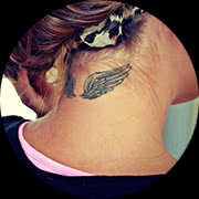Angel Wings Tattoo Design: Below Hair on Neck
