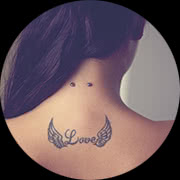 Angel Wings Love Tattoo Design: Upper Back