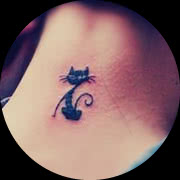 Small Cat Tattoo Design: On Back of the Neck