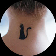 Small Cat Tattoo Design: On Back of the Neck