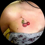 Small Cherry Tattoo Design: On Chest