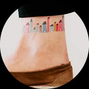 Small City Skyline Tattoo Design: On Ankle