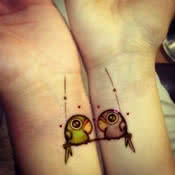 Small Lovebirds Couples Tattoo