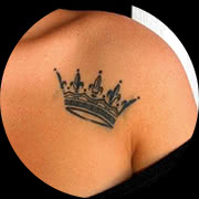 Small Crown Tattoo Design: Left Front Shoulder