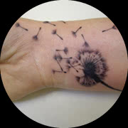 Small Dandelion Tattoo Design: On Inner Wrist