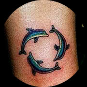 Small Dolphin Tattoo Design: Outer Wrist Upper Forearm