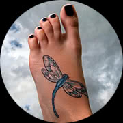 Small Dragonfly Tattoo Design: On Foot