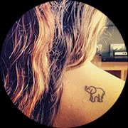 Small Elephant Tattoo Design: Right Upper Back of Shoulder