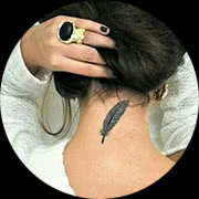 Feather Tattoo Design: Behind Neck Under Hair