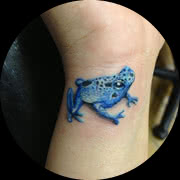 Small Frog Tattoo Design: Outer Wrist Upper Forearm