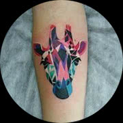 Small Giraffe Tattoo Design: On Calf in Color