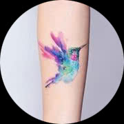 Small Hummingbird Tattoo Design: Forearm Outer In Color