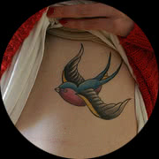 Small Hummingbird Tattoo Design: Rib Cage In Color