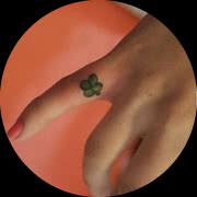 Small 4 Leaf Clover Tattoo Design: On Finger