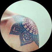 Small Mandala Tattoo Design: Left Shoulder In Color on Side