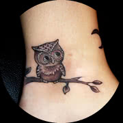 Small Owl Tattoo Design: On Ankle