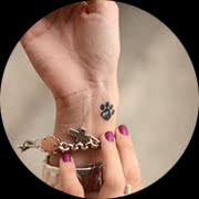 Small Paw Tattoo Design: On Wrist Under