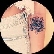 Small Rose Tattoo Design: Upper Forearm Inside