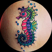 Small Seahorse Tattoo Design: In Full Color