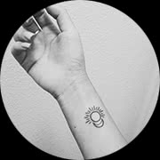 Small Sun and Moon Tattoo Design: Right Forearm Side Near Wrist