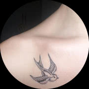 Small Swallow Tattoo Design: On Front Shoulder