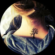 Small Tree Tattoo Design: On Back of Neck