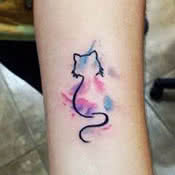 Small Cat Watercolor Tattoo